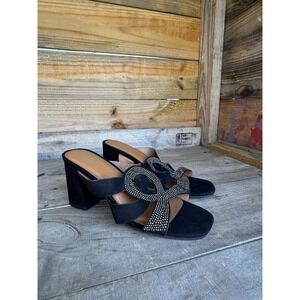 Diba Black Shiny 3" Wedges Slip-on Size 8W Beautiful‎ Low Heel